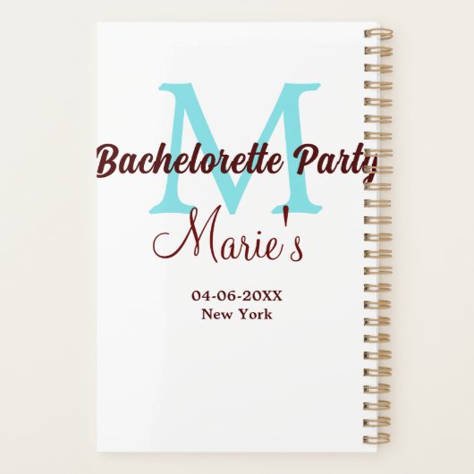 Bachelorette Party Monogram Naam toevoegen Datum P Planner (Achterkant)