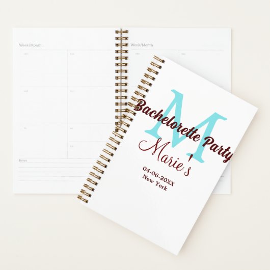 Bachelorette Party Monogram Naam toevoegen Datum P Planner (Display)