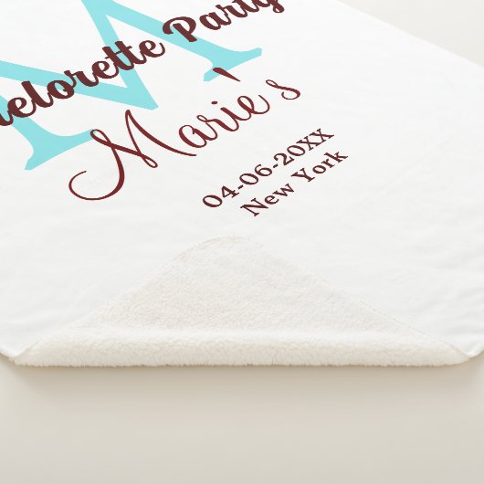 Bachelorette Party Monogram Naam toevoegen Datum P Sherpa Deken (3/4)