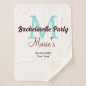 Bachelorette Party Monogram Naam toevoegen Datum P Sherpa Deken (Voorkant)
