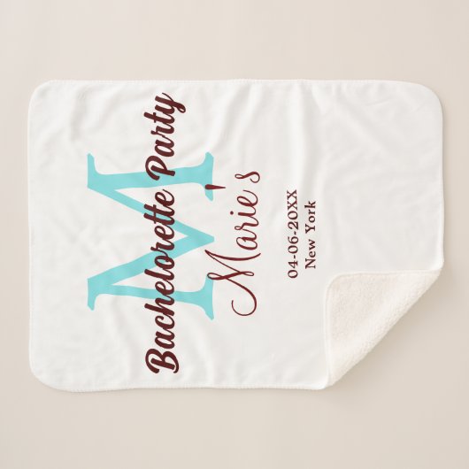 Bachelorette Party Monogram Naam toevoegen Datum P Sherpa Deken (Voorkant (horizontaal))