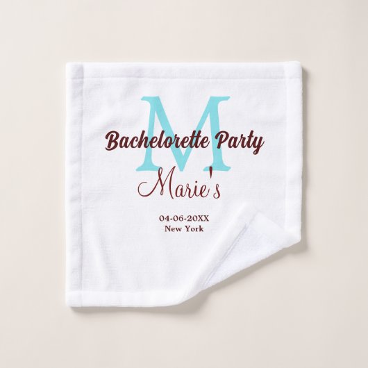 Bachelorette Party Monogram Naam toevoegen Datum P Washandje (Wasdoekje)