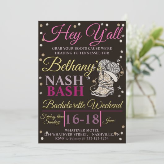Bachelorette Party Nash Bash Custom Kaart (Staand voorkant)