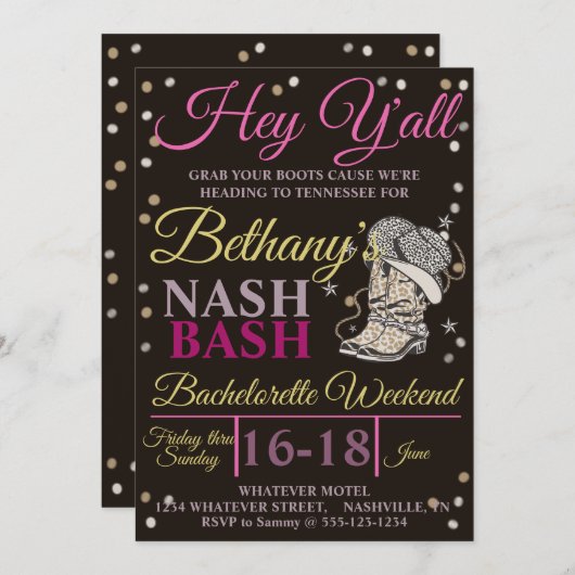 Bachelorette Party Nash Bash Custom Kaart (Voorkant / Achterkant)