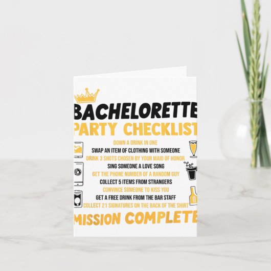 Bachelorette Party Naughty Games Checklist Bruid B Kaart (Voorkant)