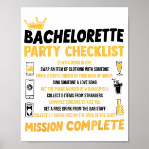 Bachelorette Party Naughty Games Checklist Bruid B Poster