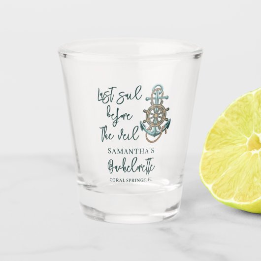 Bachelorette party Nautical Last Sail voor Veil Shot Glas (Voorkant)