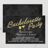 Bachelorette Party nodigt goudglitter-alkboard uit Kaart (Voorkant / Achterkant)