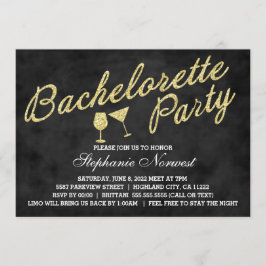 Bachelorette Party nodigt goudglitter-alkboard uit Kaart