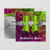 Bachelorette Party nodigt Peacock Bow Limoen Heart Kaart (Voorkant / Achterkant)