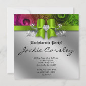 Bachelorette Party nodigt Peacock Bow Limoen Heart Kaart (Achterkant)