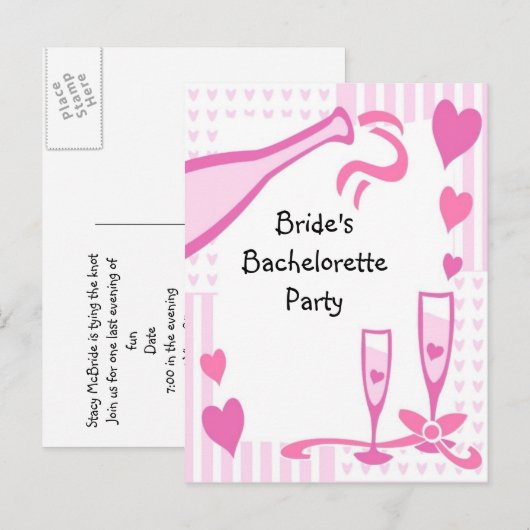 Bachelorette Party nodigt uit Uitnodiging Briefkaart (Voorkant / Achterkant)