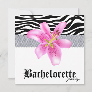 Bachelorette Party nodigt Zebra Lily Flower uit Kaart