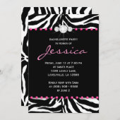 Bachelorette Party nodigt Zebra roze juwelen uit 8 Kaart (Voorkant / Achterkant)