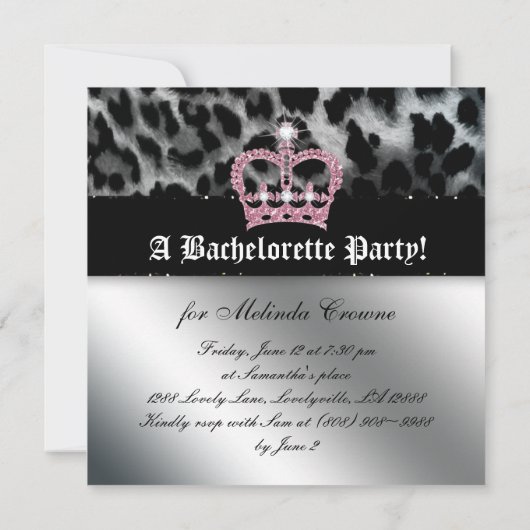Bachelorette Party nodigt zwarte luiroze kroop uit Kaart (Achterkant)