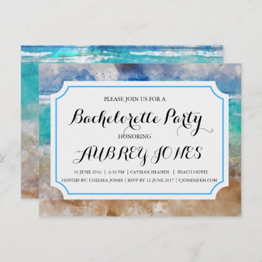 Bachelorette Party of Tropical Island Uitnodiging Briefkaart (Voorkant / Achterkant)