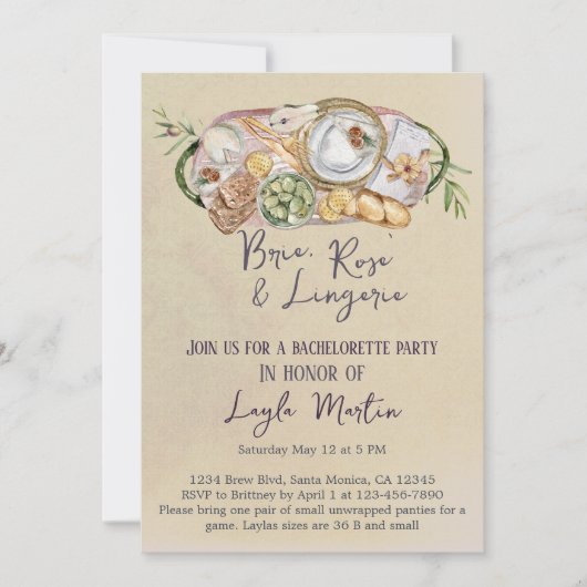 Bachelorette Party on the Wine and Cheese Lingerie Kaart (Voorkant)