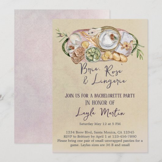 Bachelorette Party on the Wine and Cheese Lingerie Kaart (Voorkant / Achterkant)