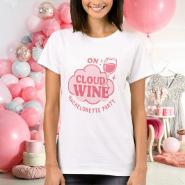 Bachelorette party op wolk wijn roze t-shirt
