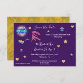 Bachelorette party over virgo Sign & Disco Ball Save The Date (Voorkant / Achterkant)