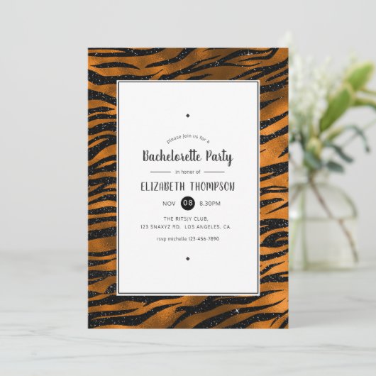 Bachelorette party over zwarte en koperen tijger kaart (Staand voorkant)