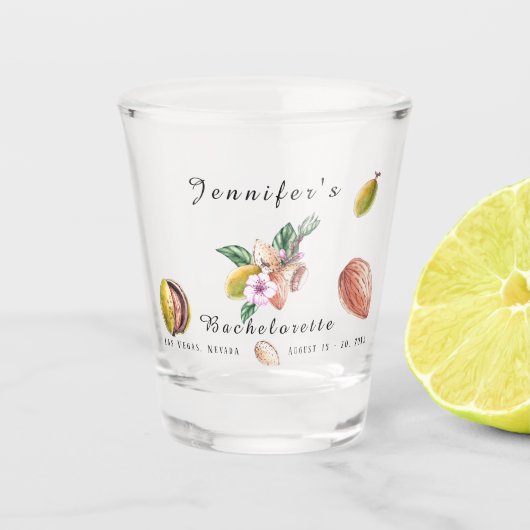 Bachelorette party over zwarte en witte weekendrei shot glas (Voorkant)