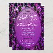 Bachelorette Party | Paars Damask Glitter Kaart (Voorkant / Achterkant)