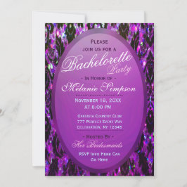 Bachelorette Party | Paars Damask Glitter Kaart