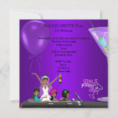 Bachelorette Party Paars Fun Limo Car Cocktail 3 Kaart (Achterkant)