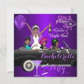 Bachelorette Party Paars Fun Limo Car Cocktail 3 Kaart (Voorkant)