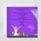 Bachelorette Party Paars Fun Limo Car Cocktails 1 Kaart (Achterkant)