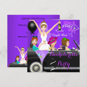Bachelorette Party Paars Fun Limo Car Cocktails 1 Kaart