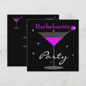 Bachelorette Party Paars Pink Black Martini 2 Kaart (Voorkant / Achterkant)