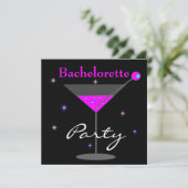 Bachelorette Party Paars Pink Black Martini 2 Kaart (Staand voorkant)