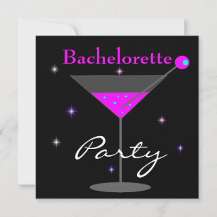 Bachelorette Party Paars Pink Black Martini 2 Kaart