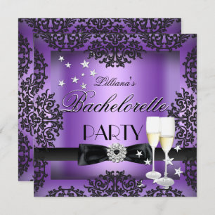 Bachelorette Party Paarse Black Champagne Kaart