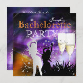 Bachelorette Party Paarse Champagne Dance Kaart (Voorkant / Achterkant)