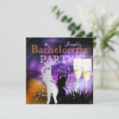 Bachelorette Party Paarse Champagne Dance Kaart (Staand voorkant)