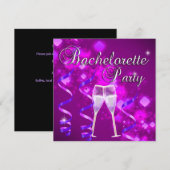 Bachelorette Party Paarse Champagne Glas Zwart Kaart (Voorkant / Achterkant)