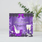 Bachelorette Party Paarse High Hiel Champagne Kaart (Staand voorkant)
