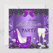 Bachelorette Party Paarse High Hiel Champagne Kaart (Voorkant)