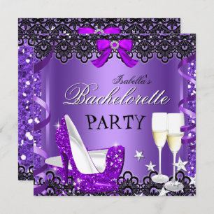 Bachelorette Party Paarse High Hiel Champagne Kaart