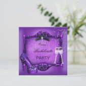Bachelorette Party Paarse laopard Black Shoes 2 Kaart (Staand voorkant)