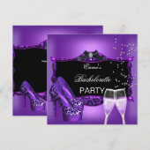 Bachelorette Party Paarse laopard Black Shoes 3 Kaart (Voorkant / Achterkant)