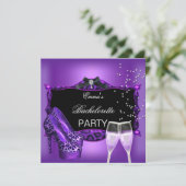 Bachelorette Party Paarse laopard Black Shoes 3 Kaart (Staand voorkant)