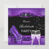 Bachelorette Party Paarse laopard Black Shoes 4 Kaart (Voorkant)