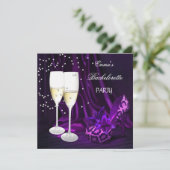 Bachelorette Party Paarse laopard Black Shoes Kaart (Staand voorkant)