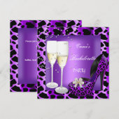 Bachelorette Party Paarse laopard Black Shoes Kaart (Voorkant / Achterkant)