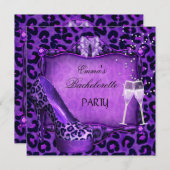 Bachelorette Party Paarse laopard Black Shoes Kaart (Voorkant / Achterkant)