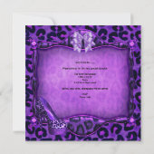 Bachelorette Party Paarse laopard Black Shoes Kaart (Achterkant)